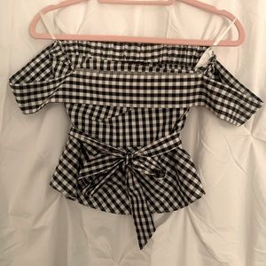 Gingham off the shoulder top